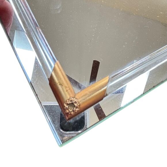 Vintage mirror vanity tray lucite rod gallery gold hardware mid century modern - Picture 5 of 9